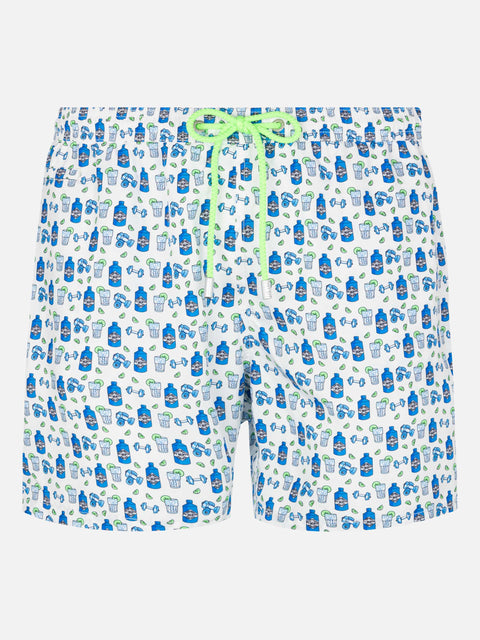 Lightweight fabric swim shorts Lighting with gin gym print - MC2 Saint Barth