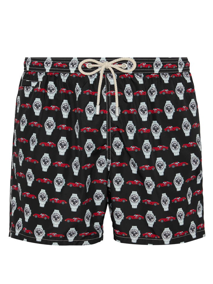 Lightweight fabric swim shorts Lighting with watch print - MC2 Saint Barth