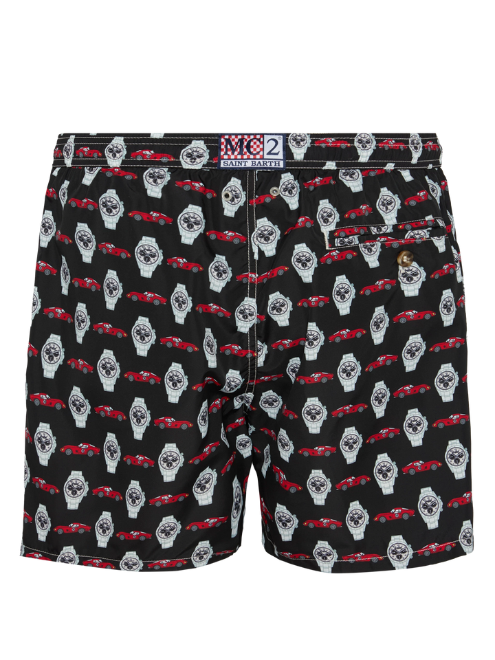 Lightweight fabric swim shorts Lighting with watch print - MC2 Saint Barth