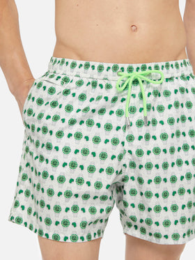 Lightweight fabric swim shorts Lighting with watch print