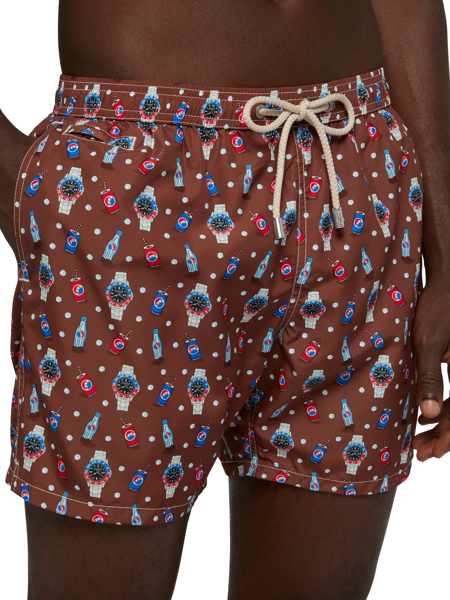 Badeshorts aus leichtem Stoff „Lighting“ mit Uhren-Print