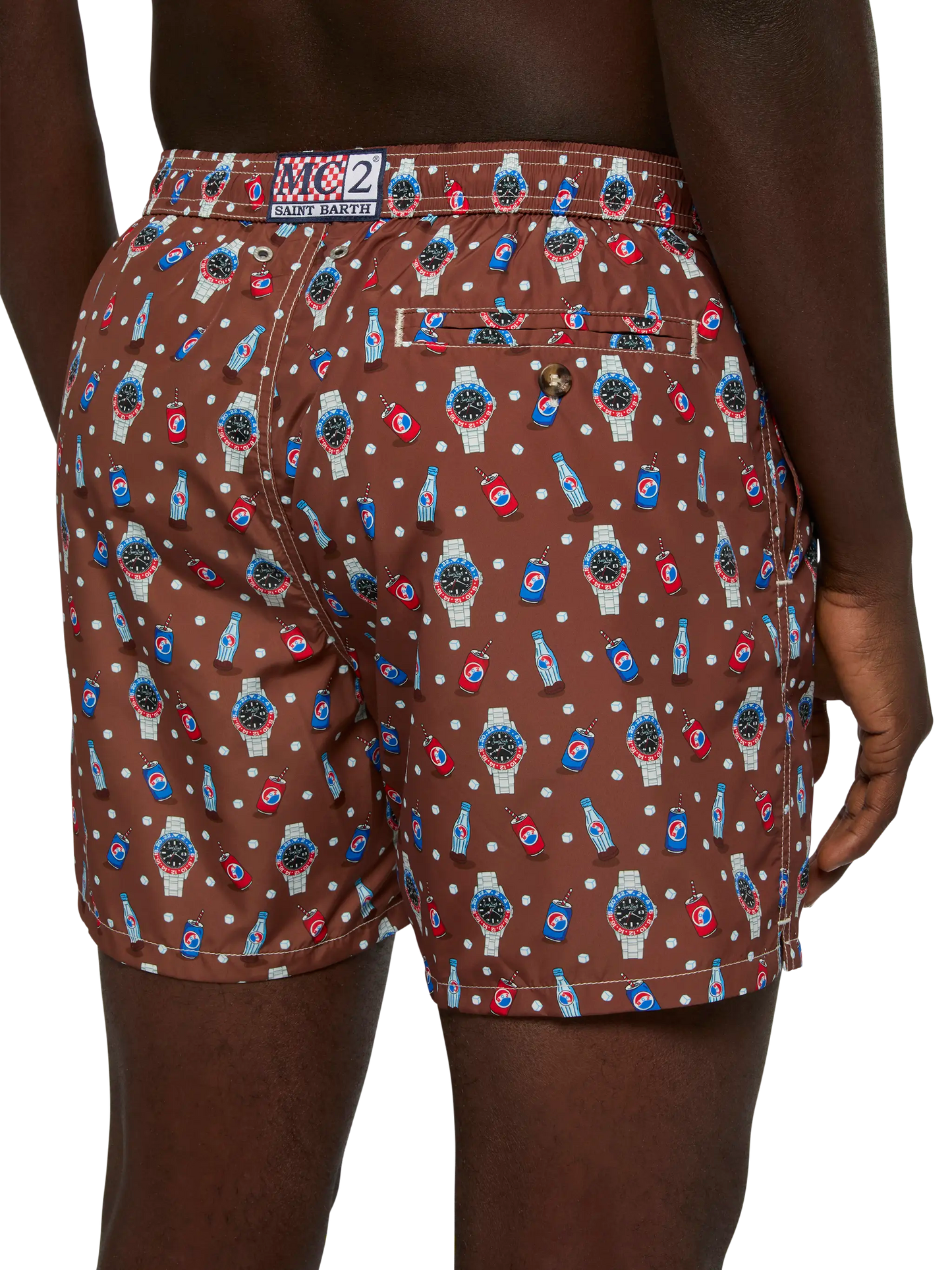 Badeshorts aus leichtem Stoff „Lighting“ mit Uhren-Print
