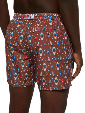 Badeshorts aus leichtem Stoff „Lighting“ mit Uhren-Print