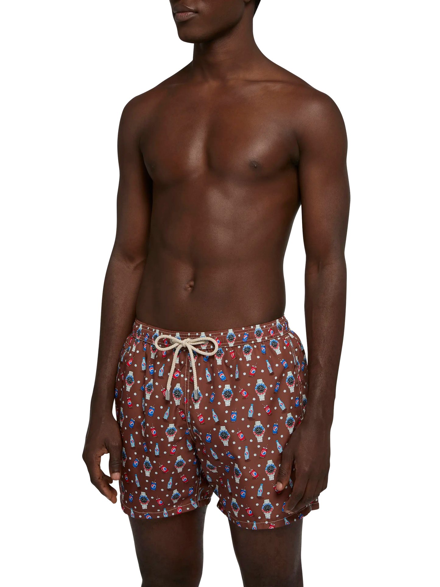Badeshorts aus leichtem Stoff „Lighting“ mit Uhren-Print