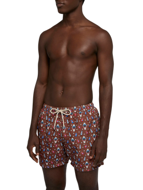 Badeshorts aus leichtem Stoff „Lighting“ mit Uhren-Print