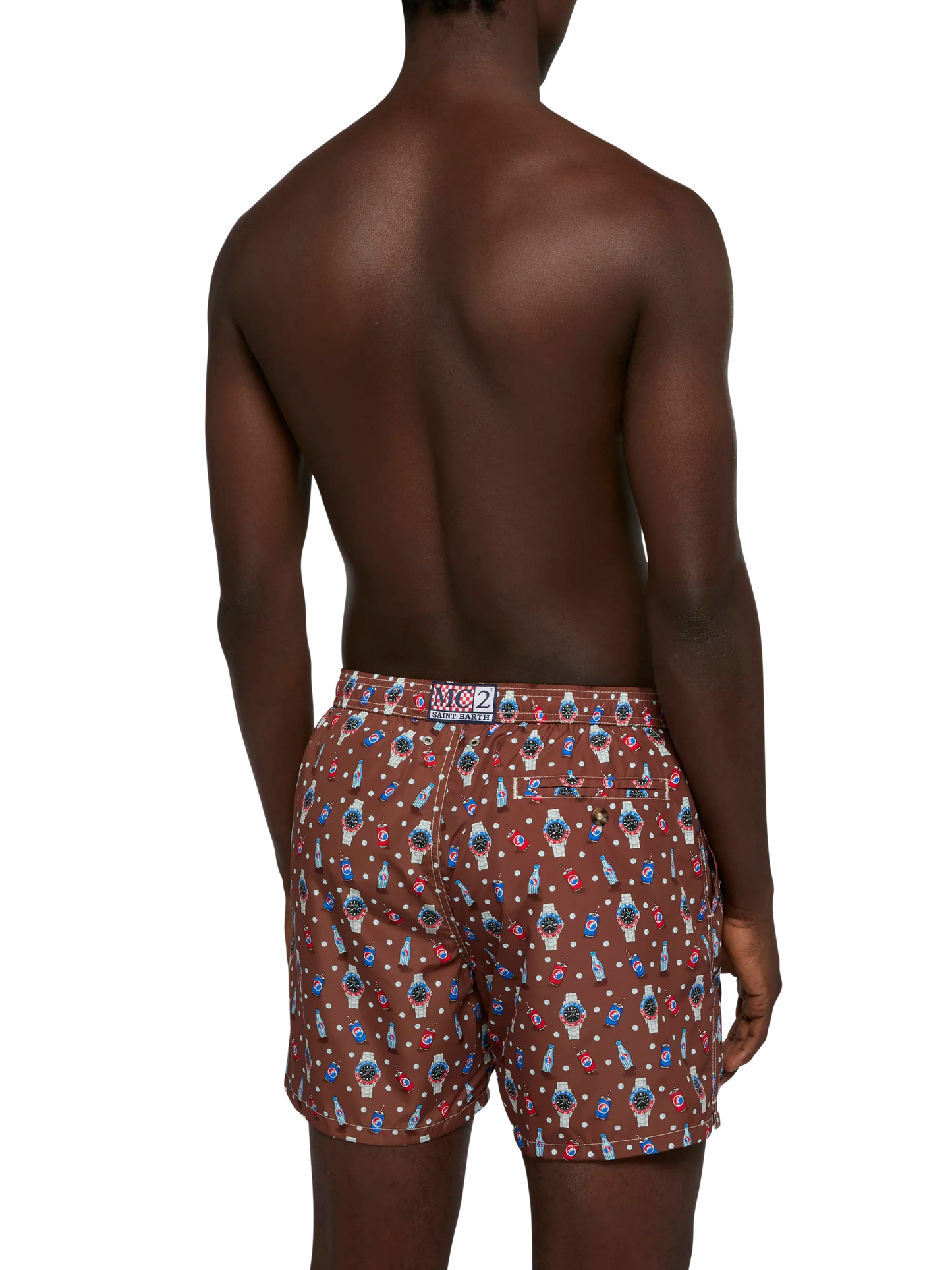 Badeshorts aus leichtem Stoff „Lighting“ mit Uhren-Print