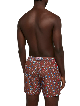 Badeshorts aus leichtem Stoff „Lighting“ mit Uhren-Print