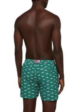 Lightweight fabric swim shorts Lighting with luxury car print