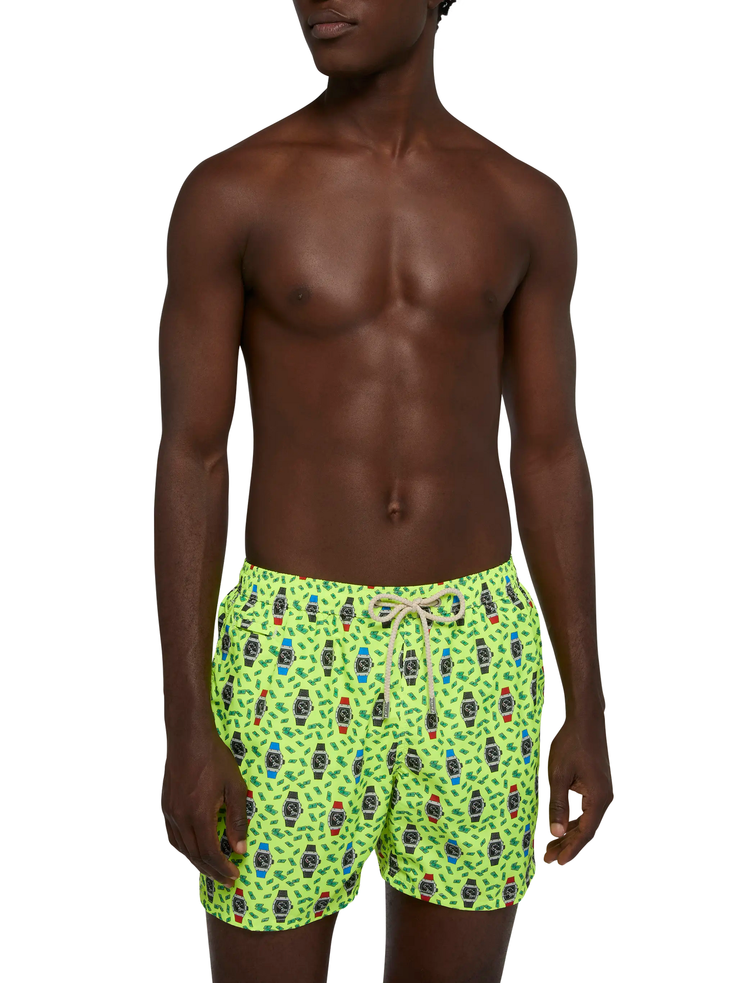 Badeshorts aus leichtem Stoff „Lighting“ mit Uhren-Print