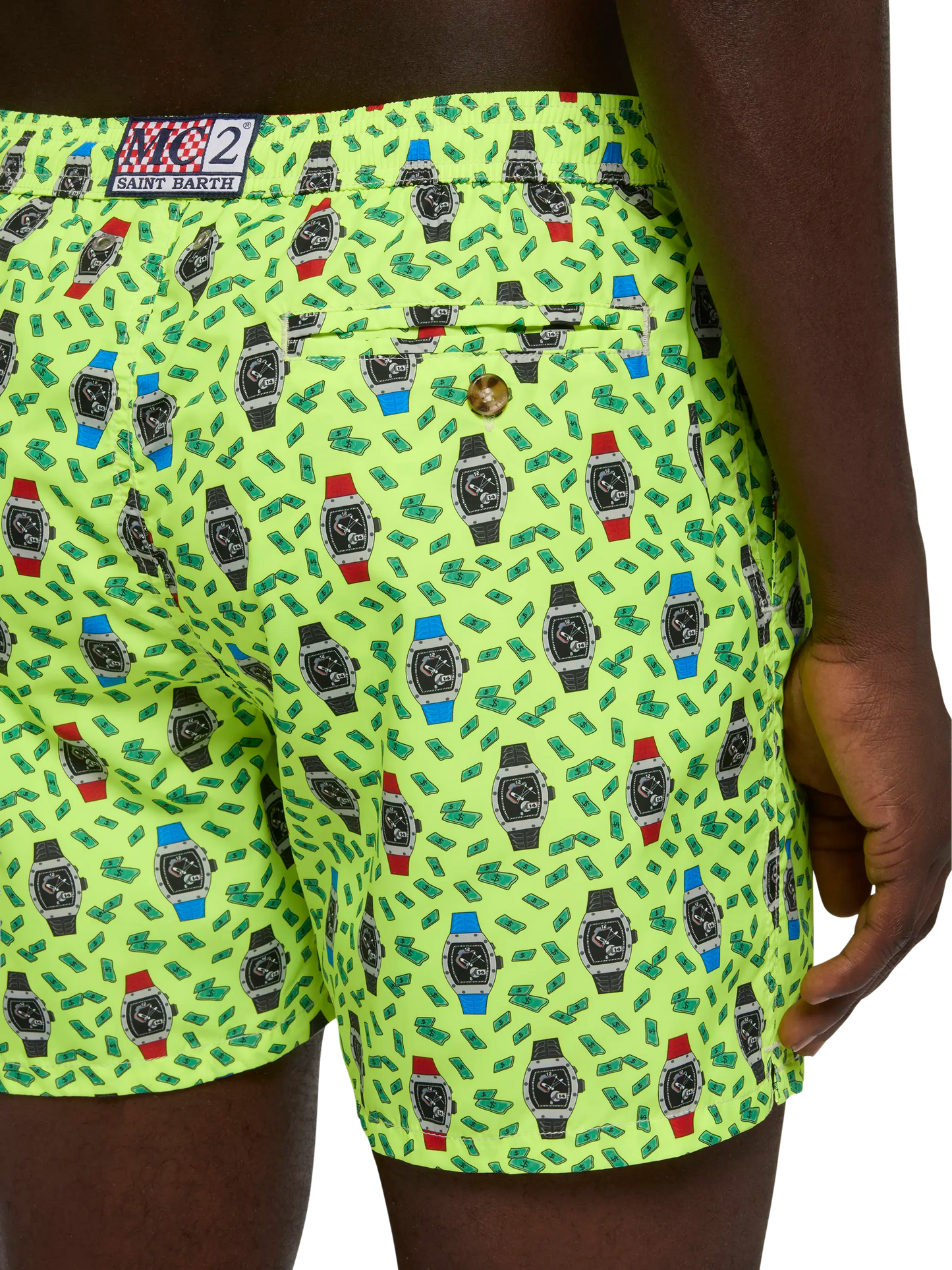 Badeshorts aus leichtem Stoff „Lighting“ mit Uhren-Print