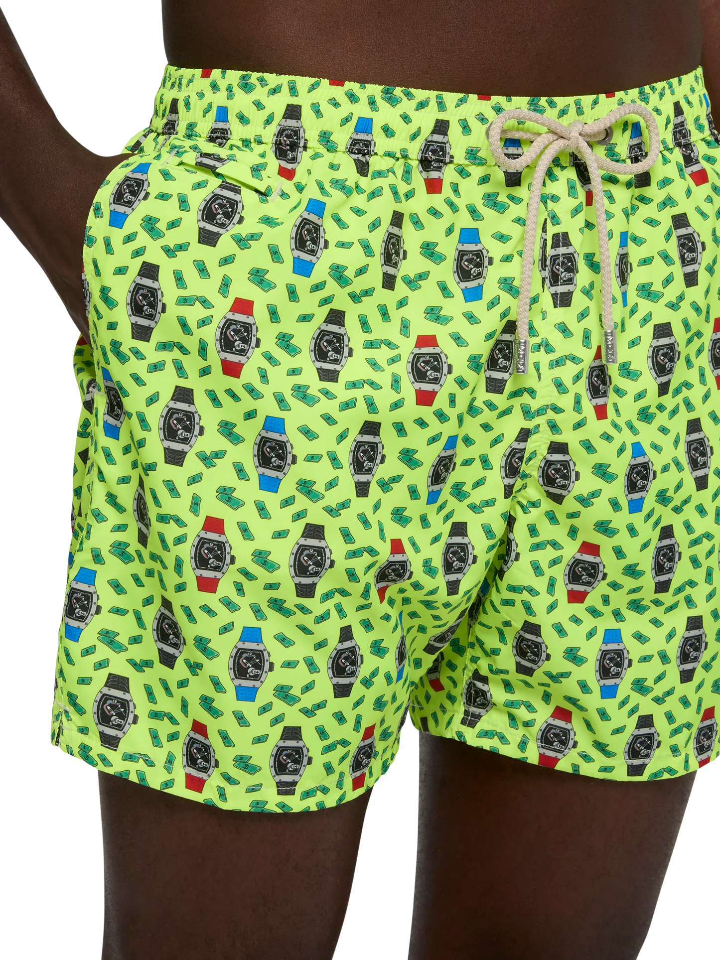 Badeshorts aus leichtem Stoff „Lighting“ mit Uhren-Print