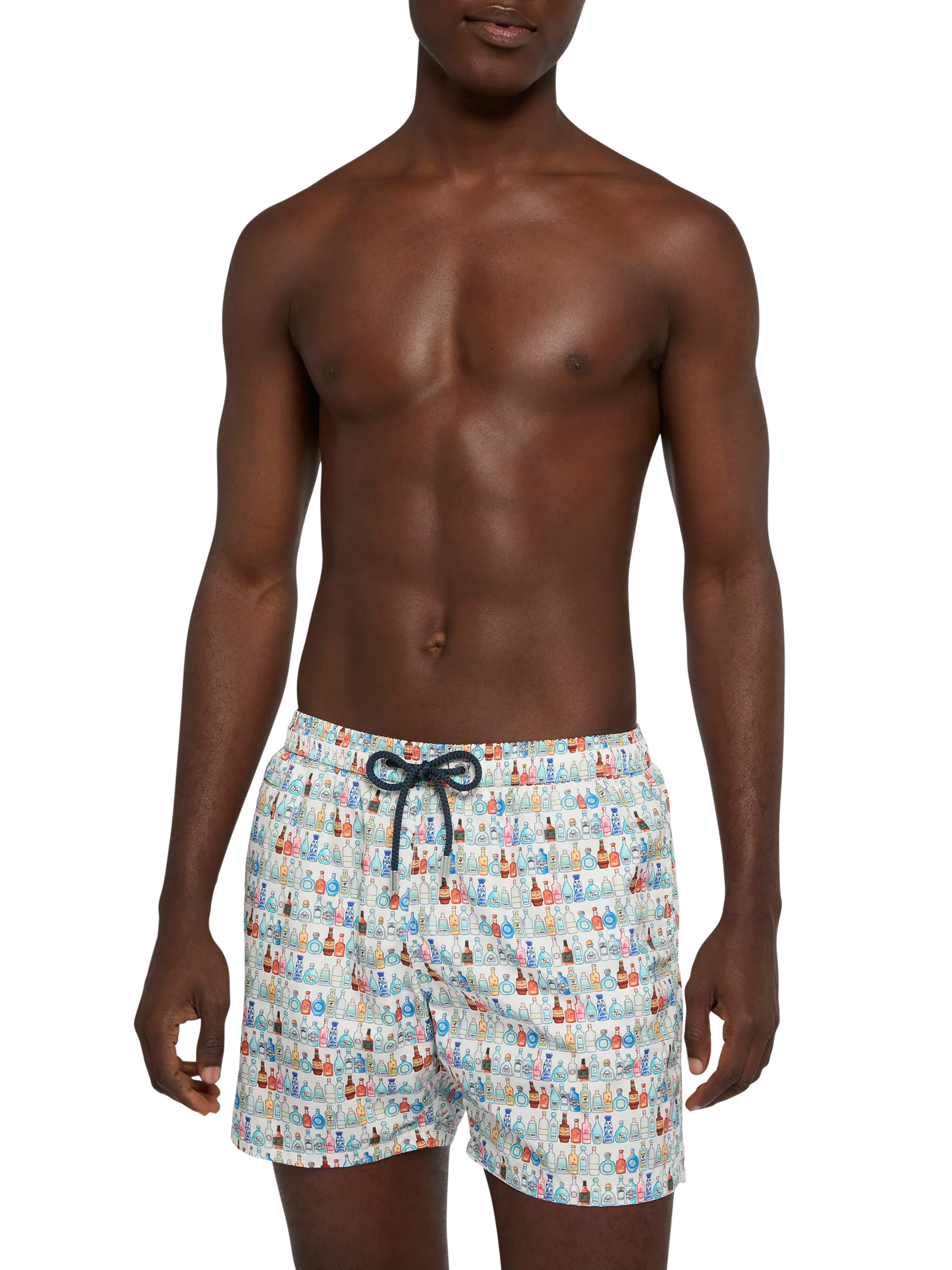 Badeshorts aus leichtem Stoff „Lighting with Bottles“-Print