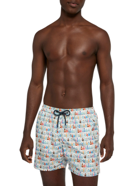 Badeshorts aus leichtem Stoff „Lighting with Bottles“-Print