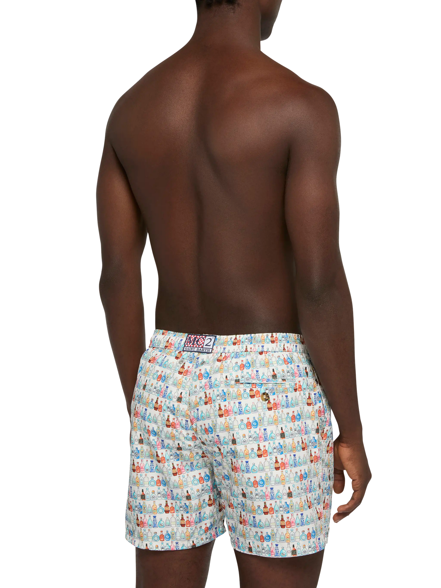 Badeshorts aus leichtem Stoff „Lighting with Bottles“-Print