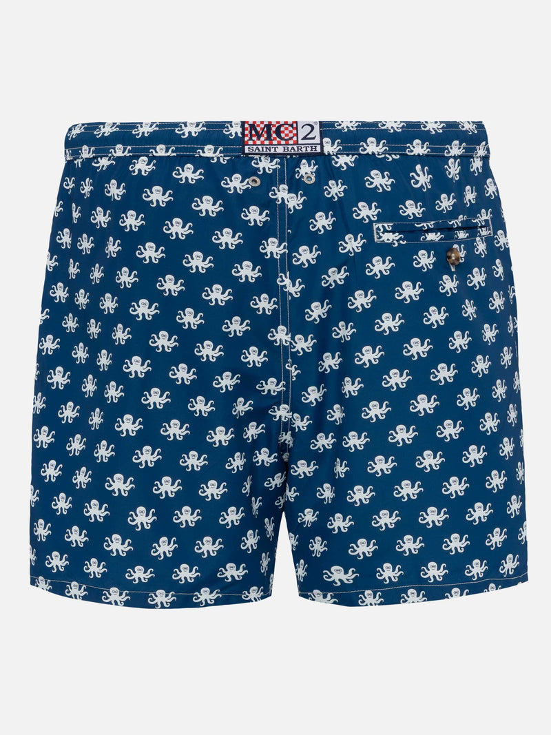 Lightweight fabric swim shorts Lighting with octopus print