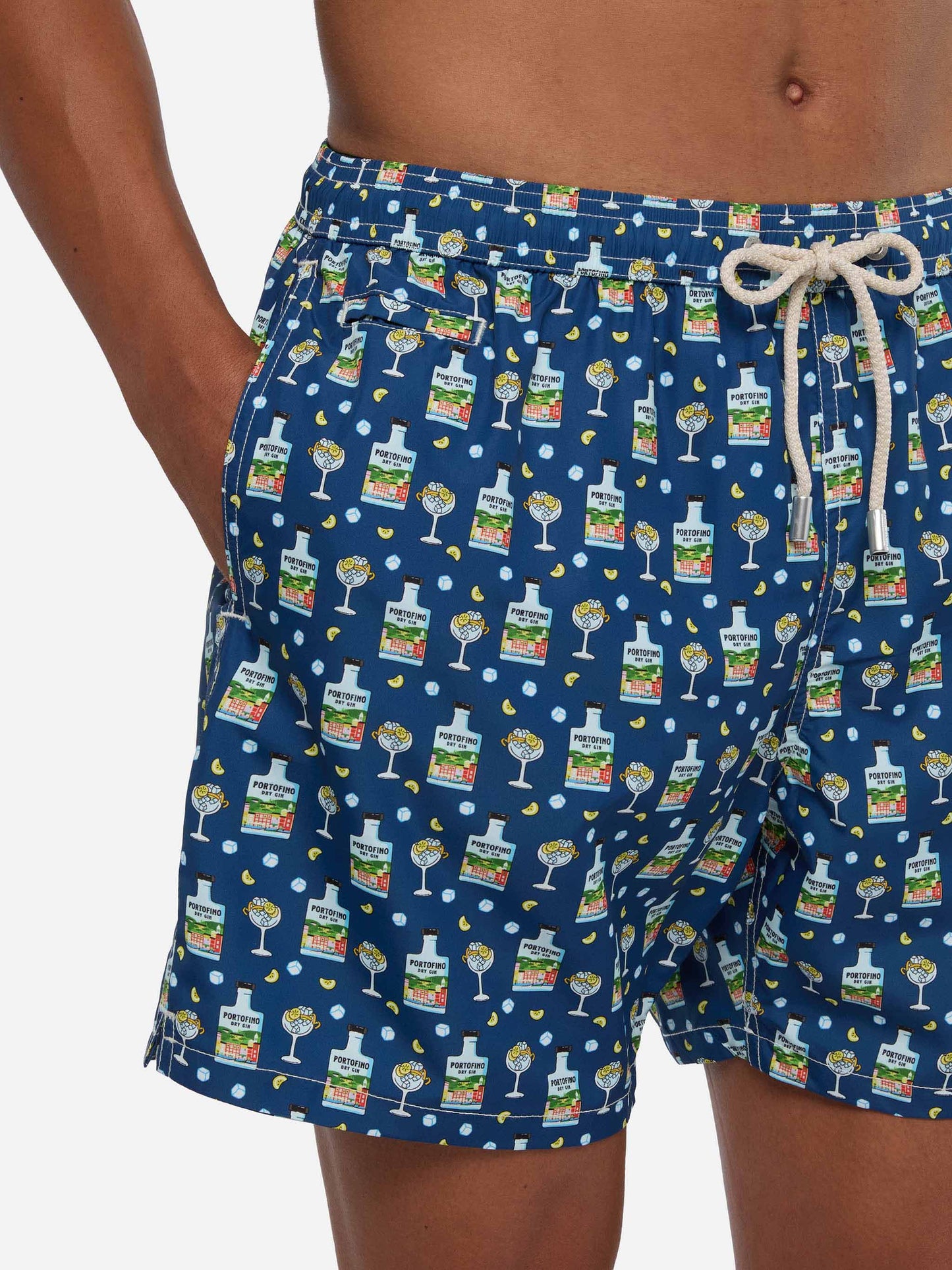 Lightweight fabric swim shorts Lighting with Portofino Gin print | PORTOFINO GIN SPECIAL EDITION