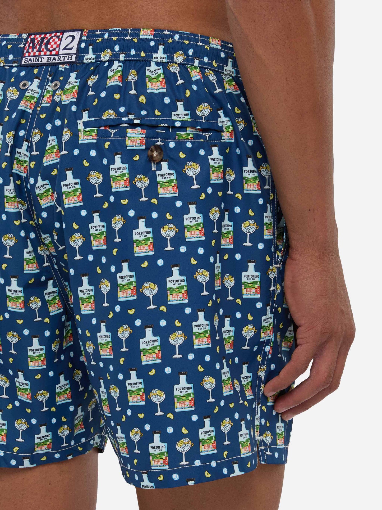 Lightweight fabric swim shorts Lighting with Portofino Gin print | PORTOFINO GIN SPECIAL EDITION