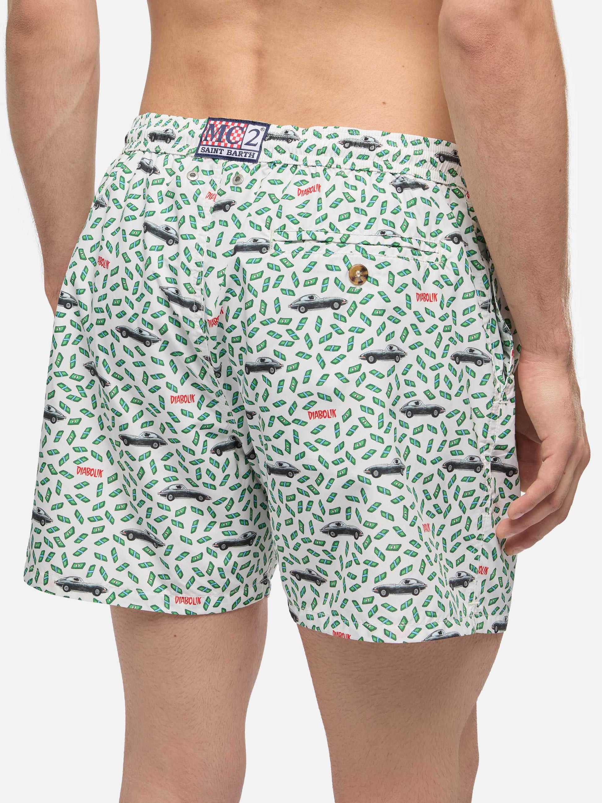 Lightweight fabric swim shorts Lighting with Diabolik print | DIABOLIK SPECIAL EDITION - MC2 Saint Barth