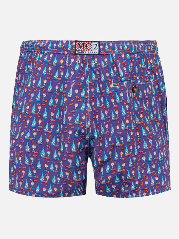 Man light fabric swim shorts with Aperol Spritz print | APEROL SPECIAL EDITION