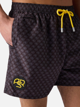 Leichte Badehose aus Stoff mit Roma-Print | AS ROMA SPECIAL EDITION