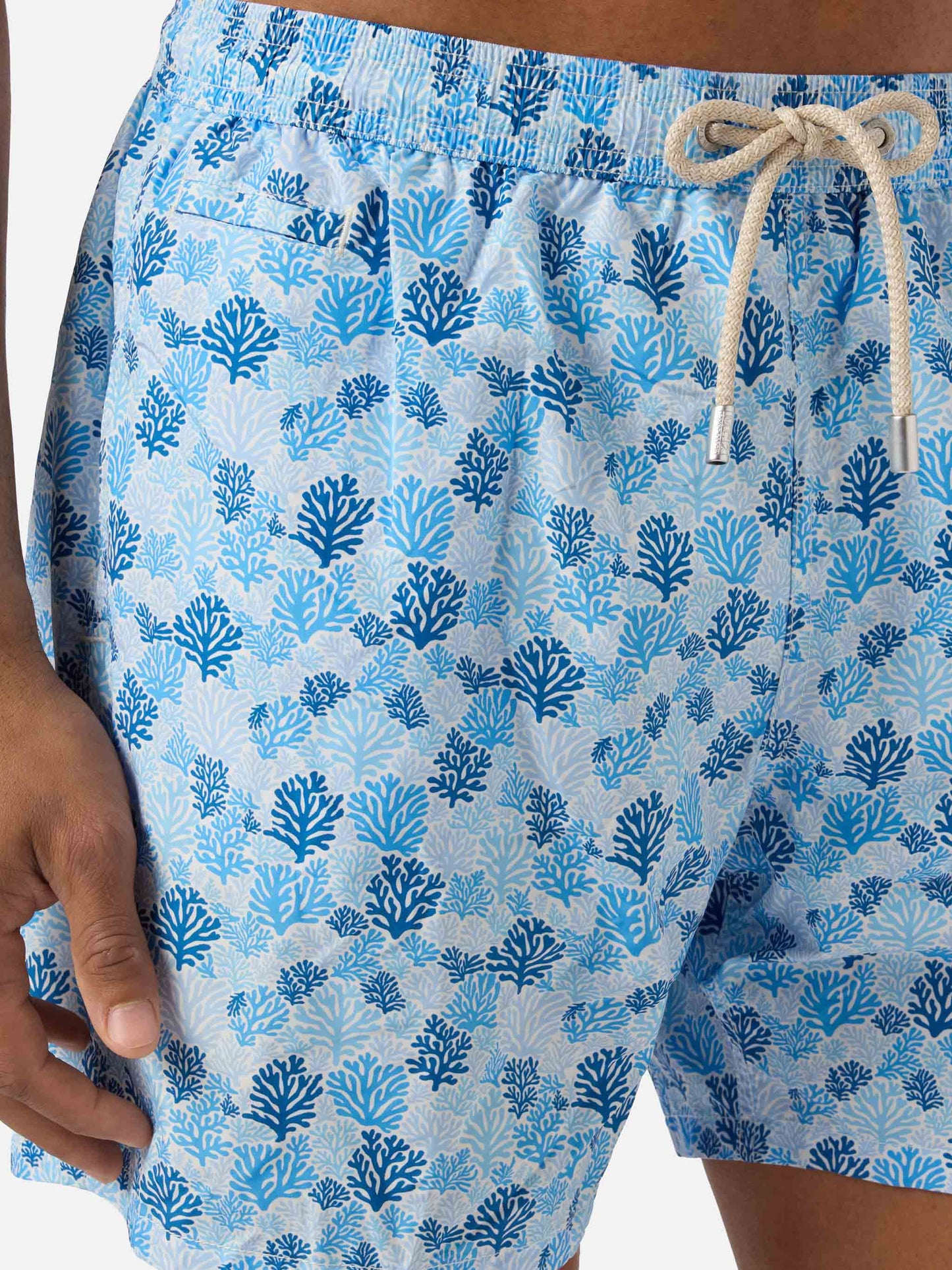 Light blue Lighting Micro swim shorts with reef all-over print