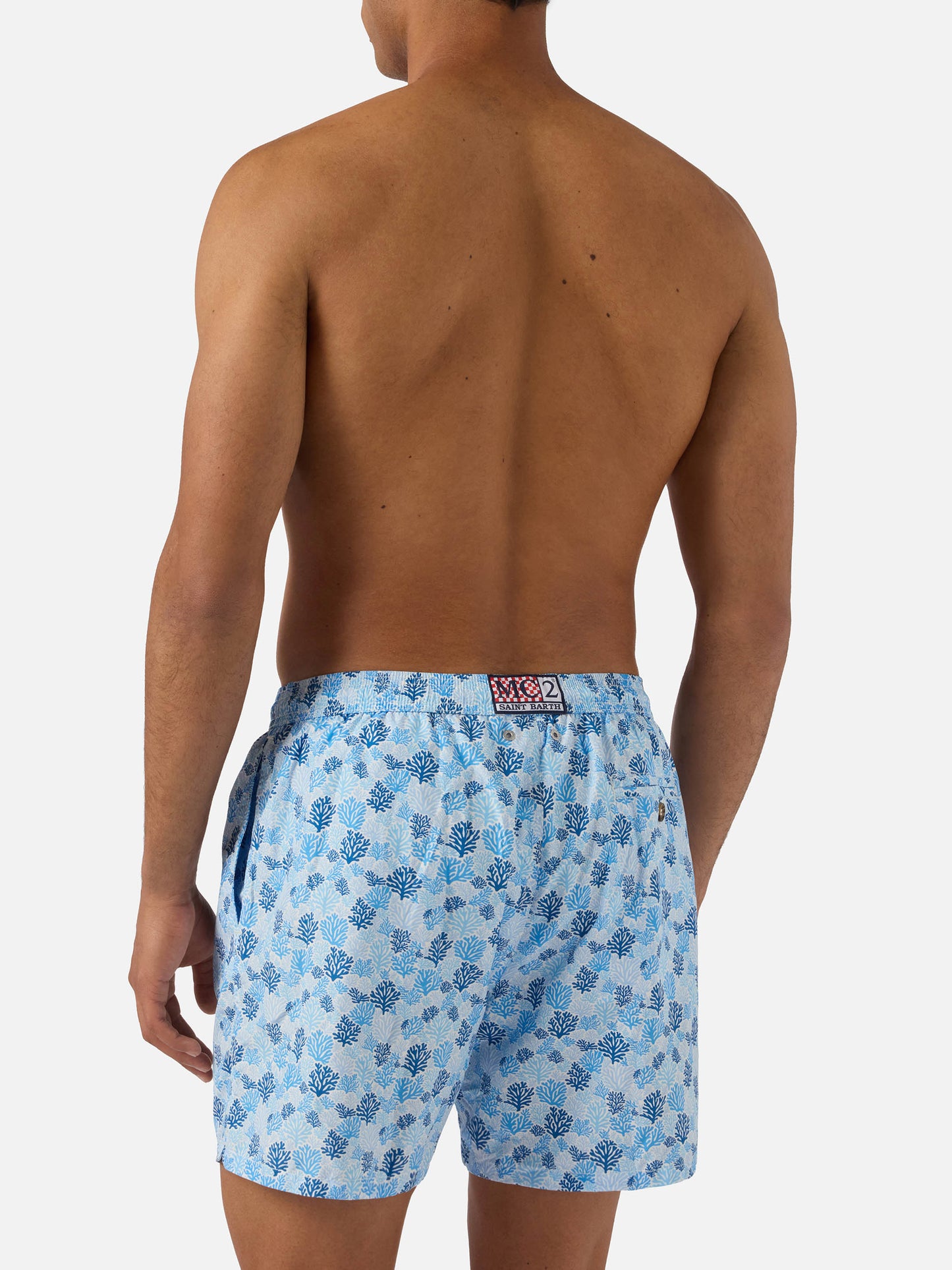 Light blue Lighting Micro swim shorts with reef all-over print