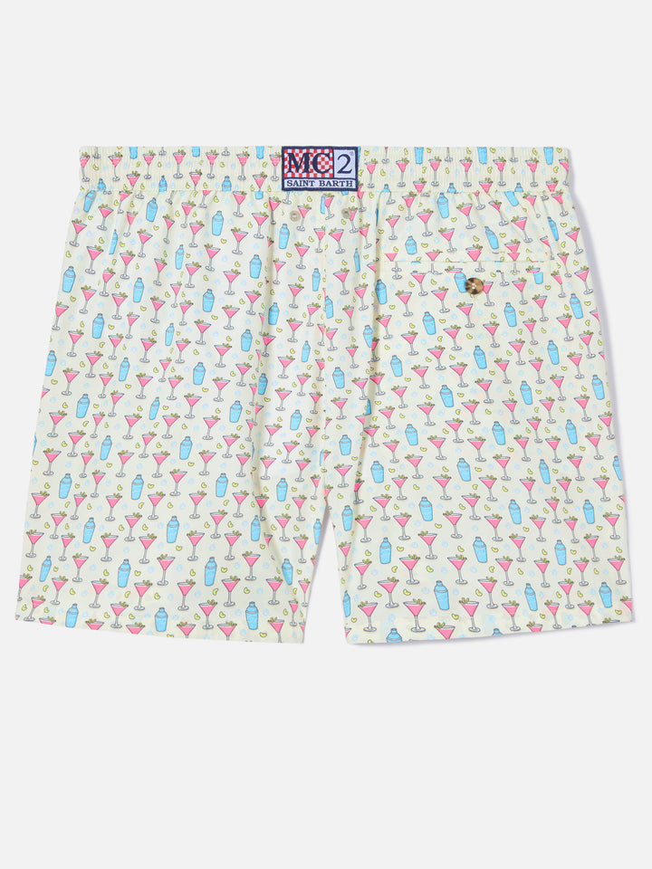 White Lighting Micro swim shorts with cosmo all-over print