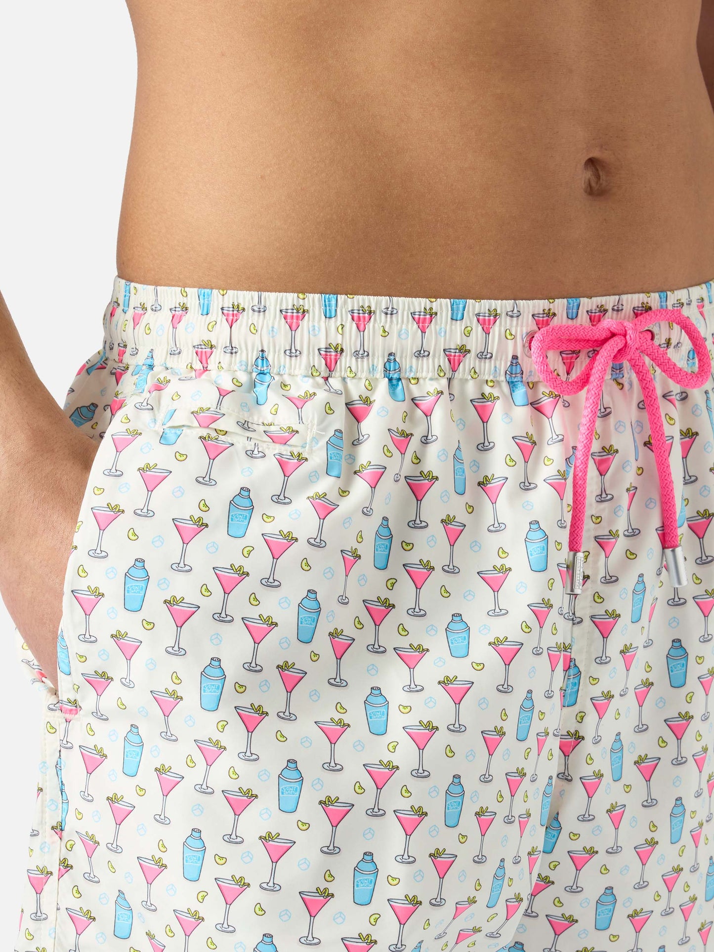 Costume mare Lighting Micro bianco con stampa cosmo all-over