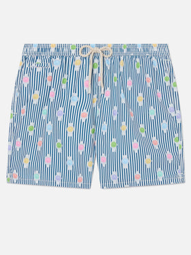 Short de bain micro Lighting à rayures navy avec imprimé all-over montres 