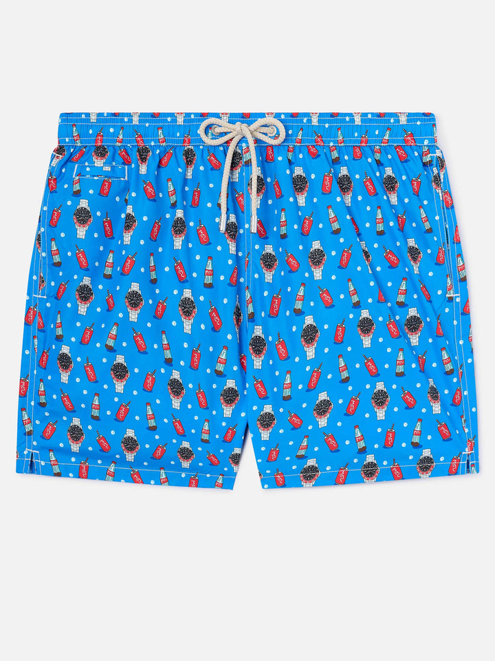Bañador micro Blue Lighting con estampado Watch Red Cola 