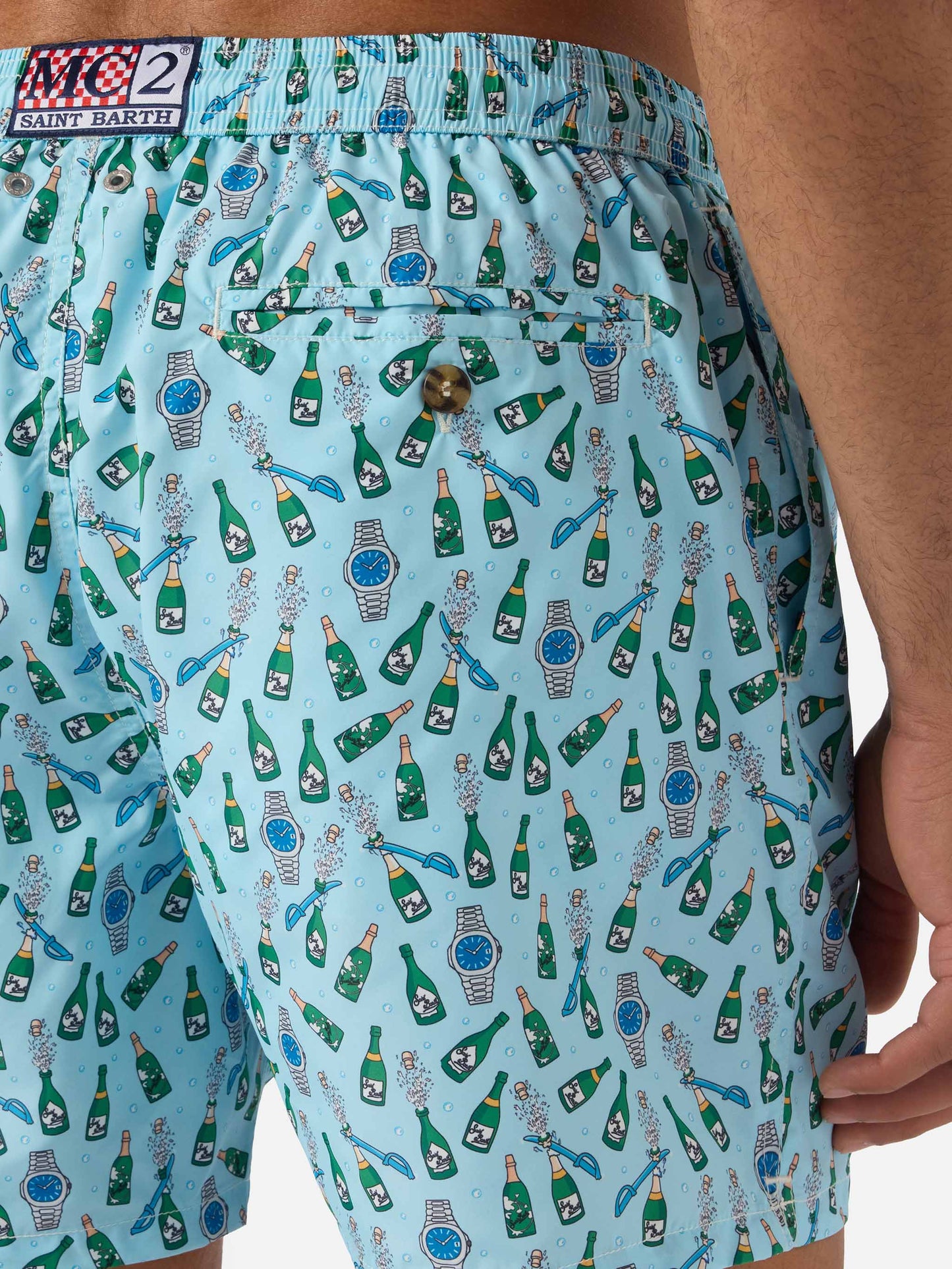 Costume mare Lighting Micro azzurro con stampa watch sabrage