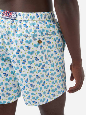 White Lighting Micro swim shorts with padel and gin all-over print