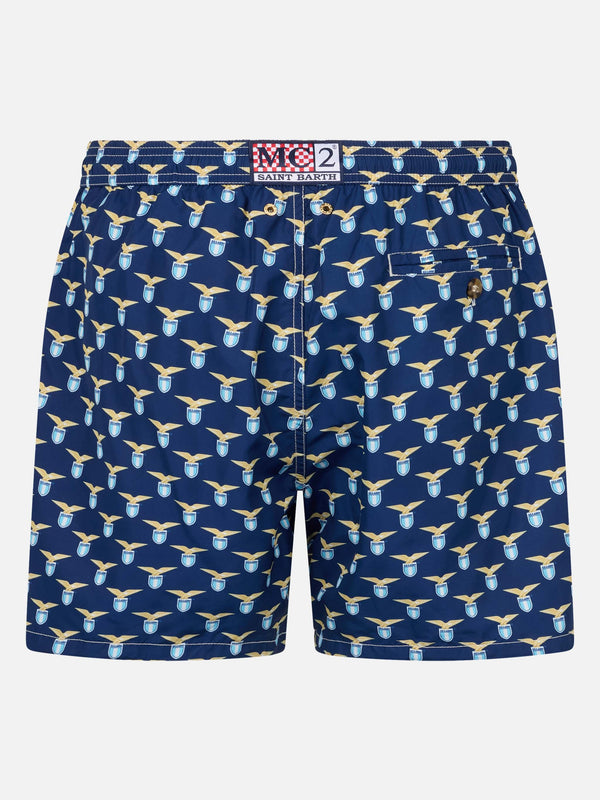 Man lightweight fabric swim shorts with Lazio logo print | SS LAZIO SPECIAL EDITION