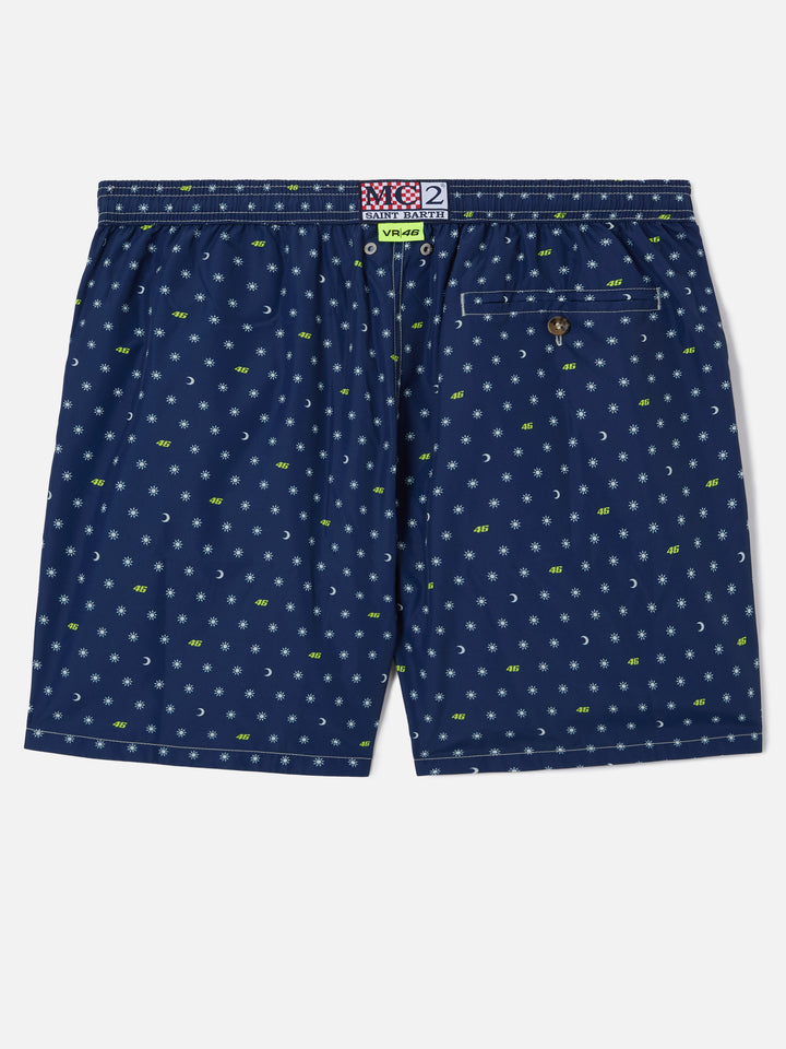 Navy blue Lighting Micro swim shorts with VR46 all-over print | VR46 SPECIAL EDITION