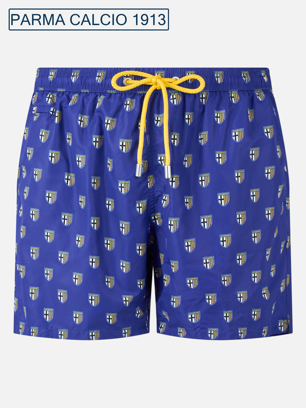 Man lightweight fabric swim shorts with Parma logo print | PARMA CALCIO SPECIAL EDITION