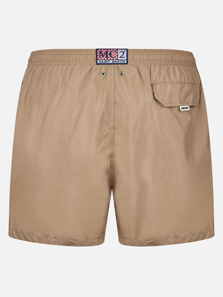 Man lightweight fabric beige swim shorts Lighting Pantone | PANTONE® SPECIAL EDITION