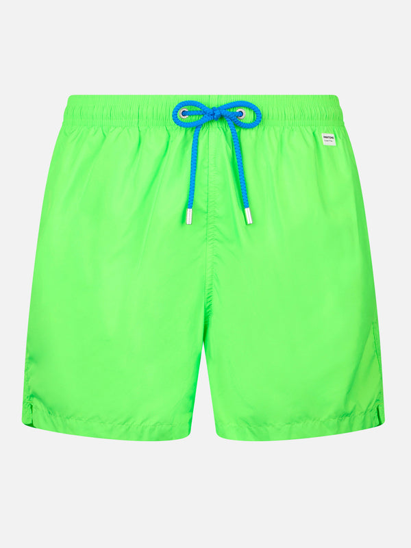 Man lightweight fabric fluo green swim shorts Lighting Pantone | PANTONE® SPECIAL EDITION