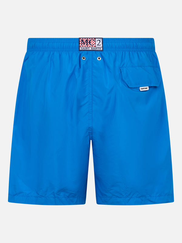 Blaue Herren-Badeshorts aus leichtem Stoff Lighting Pantone | PANTONE-SONDERAUSGABE