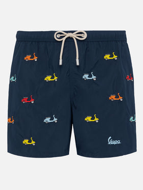 Lightweight fabric swim-shorts Lighting with Vespa embroidery | VESPA SPECIAL EDITION - MC2 Saint Barth