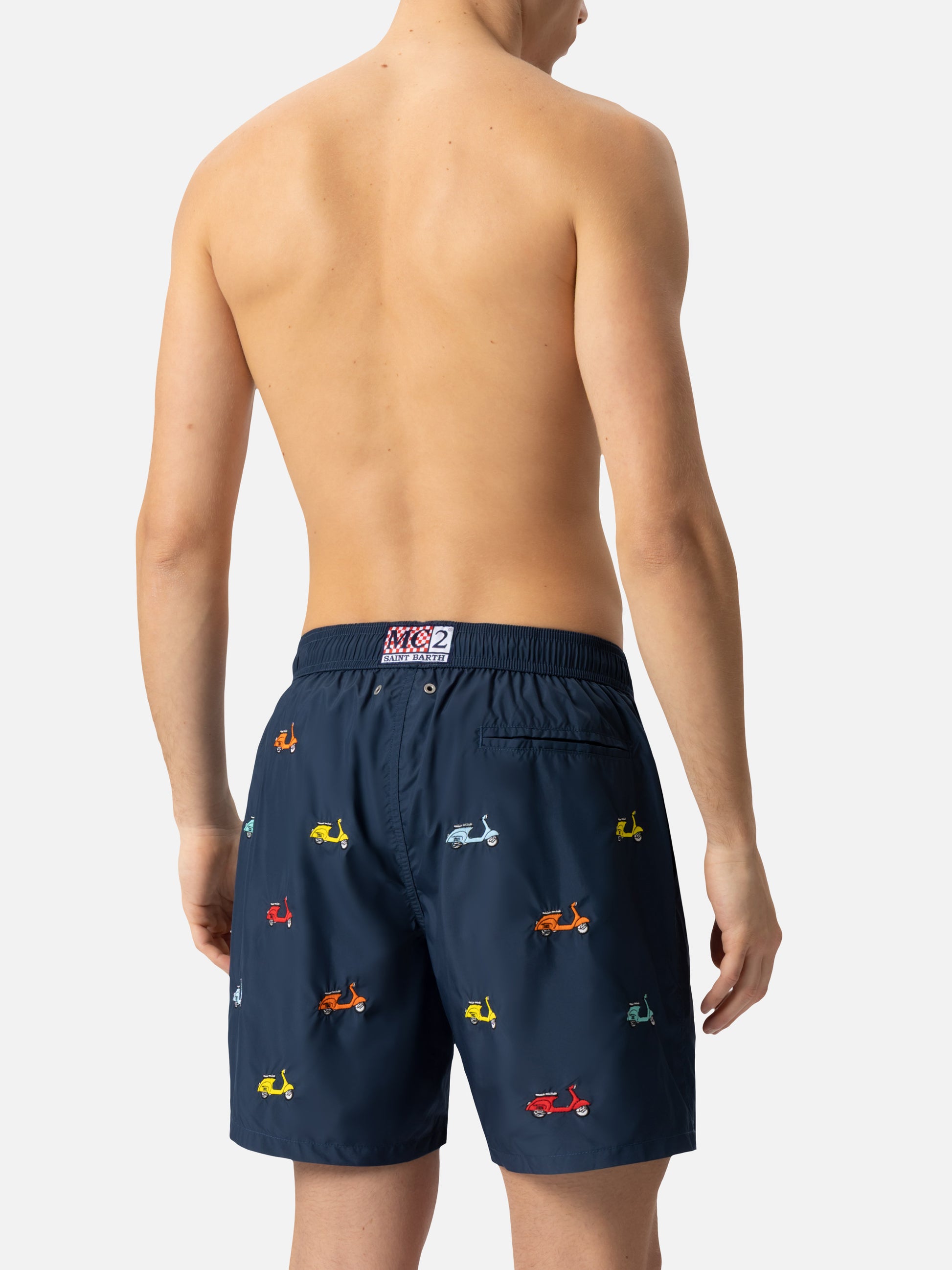 Lightweight fabric swim-shorts Lighting with Vespa embroidery | VESPA SPECIAL EDITION - MC2 Saint Barth