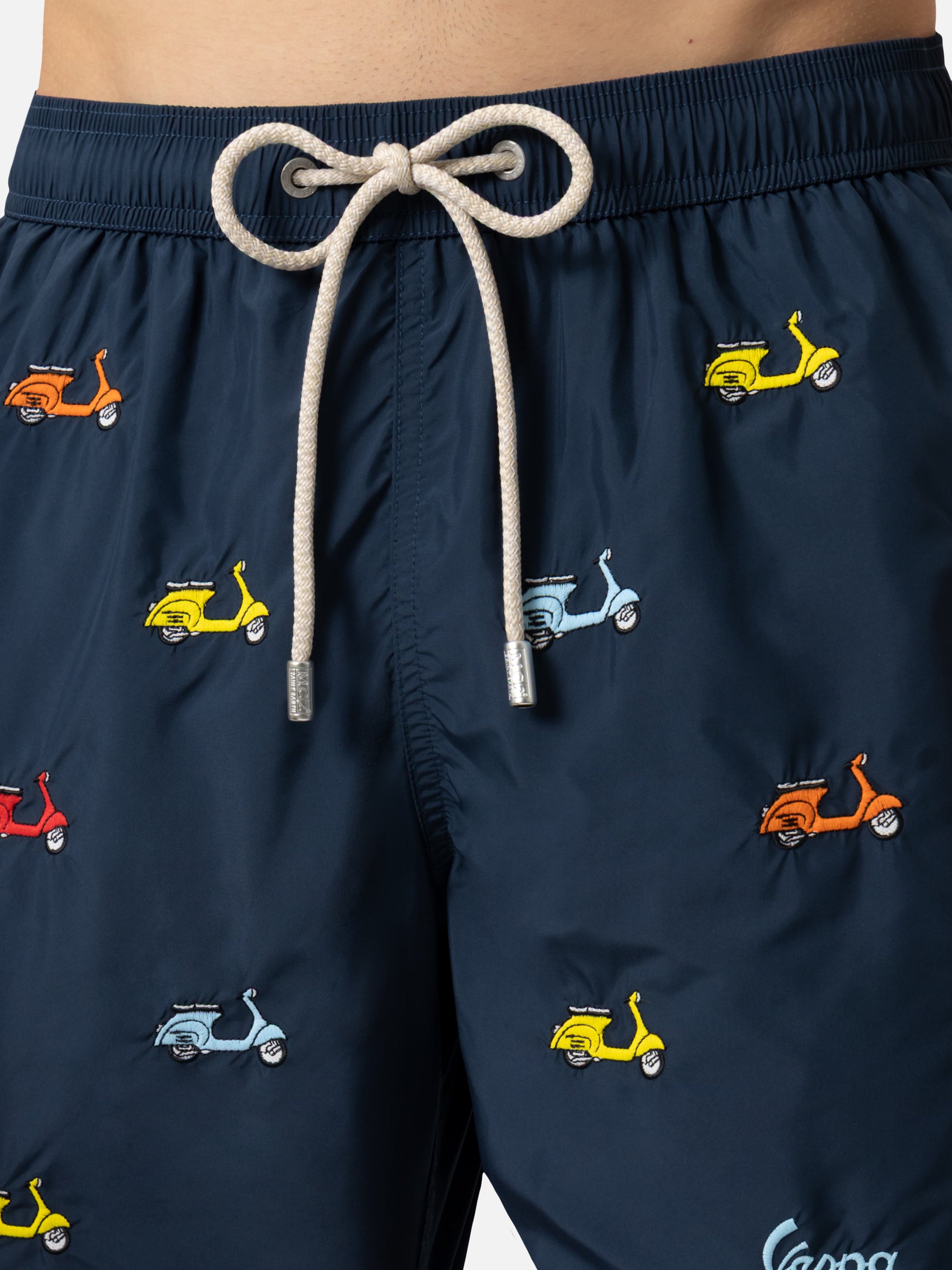 Lightweight fabric swim-shorts Lighting with Vespa embroidery | VESPA SPECIAL EDITION - MC2 Saint Barth