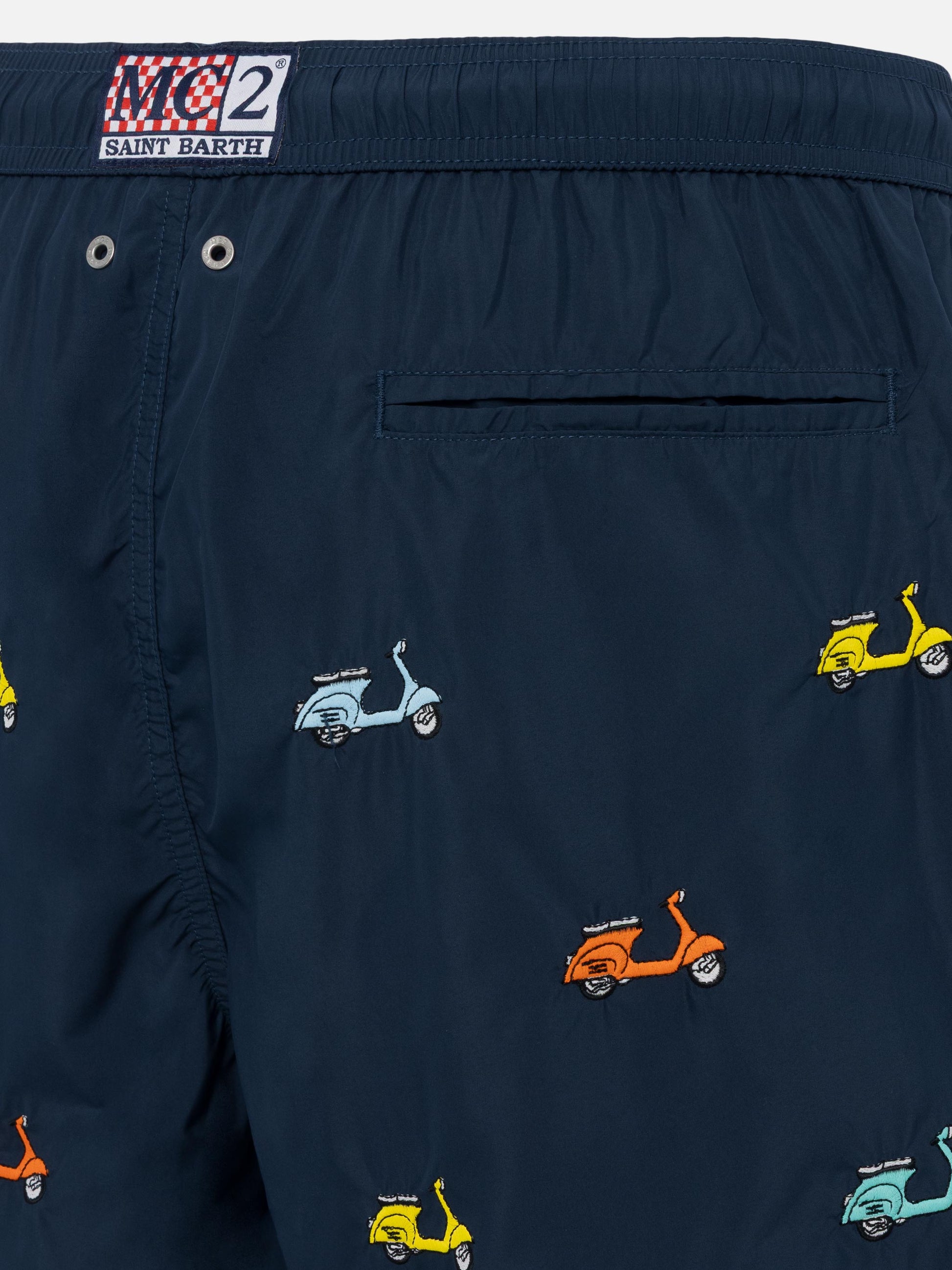 Lightweight fabric swim-shorts Lighting with Vespa embroidery | VESPA SPECIAL EDITION - MC2 Saint Barth