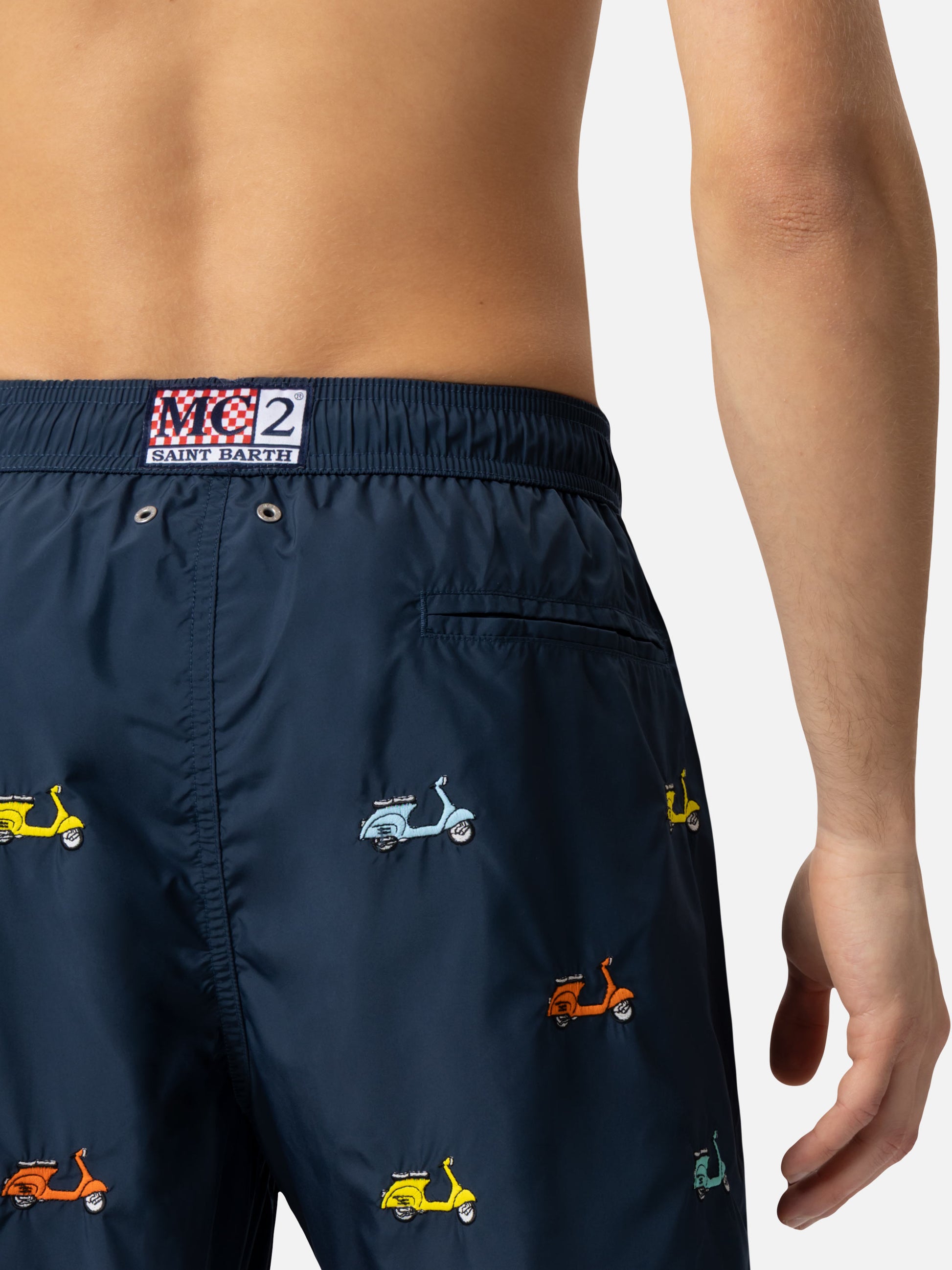 Lightweight fabric swim-shorts Lighting with Vespa embroidery | VESPA SPECIAL EDITION - MC2 Saint Barth