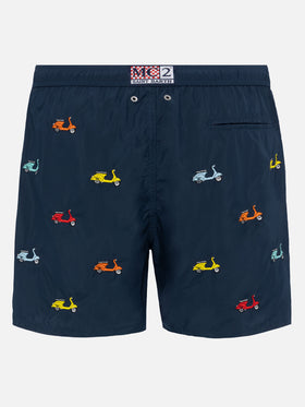 Lightweight fabric swim-shorts Lighting with Vespa embroidery | VESPA SPECIAL EDITION - MC2 Saint Barth
