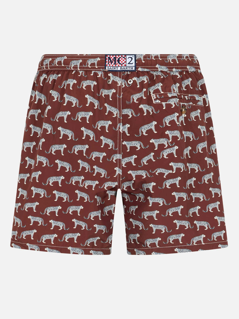 Man lightweight fabric swim-shorts Lighting 70 with micro cheeta print