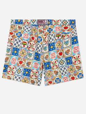 Lighting 70 swim shorts with multicolor majolica print