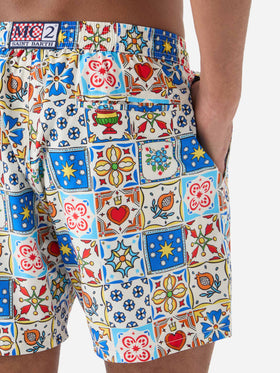 Lighting 70 swim shorts with multicolor majolica print