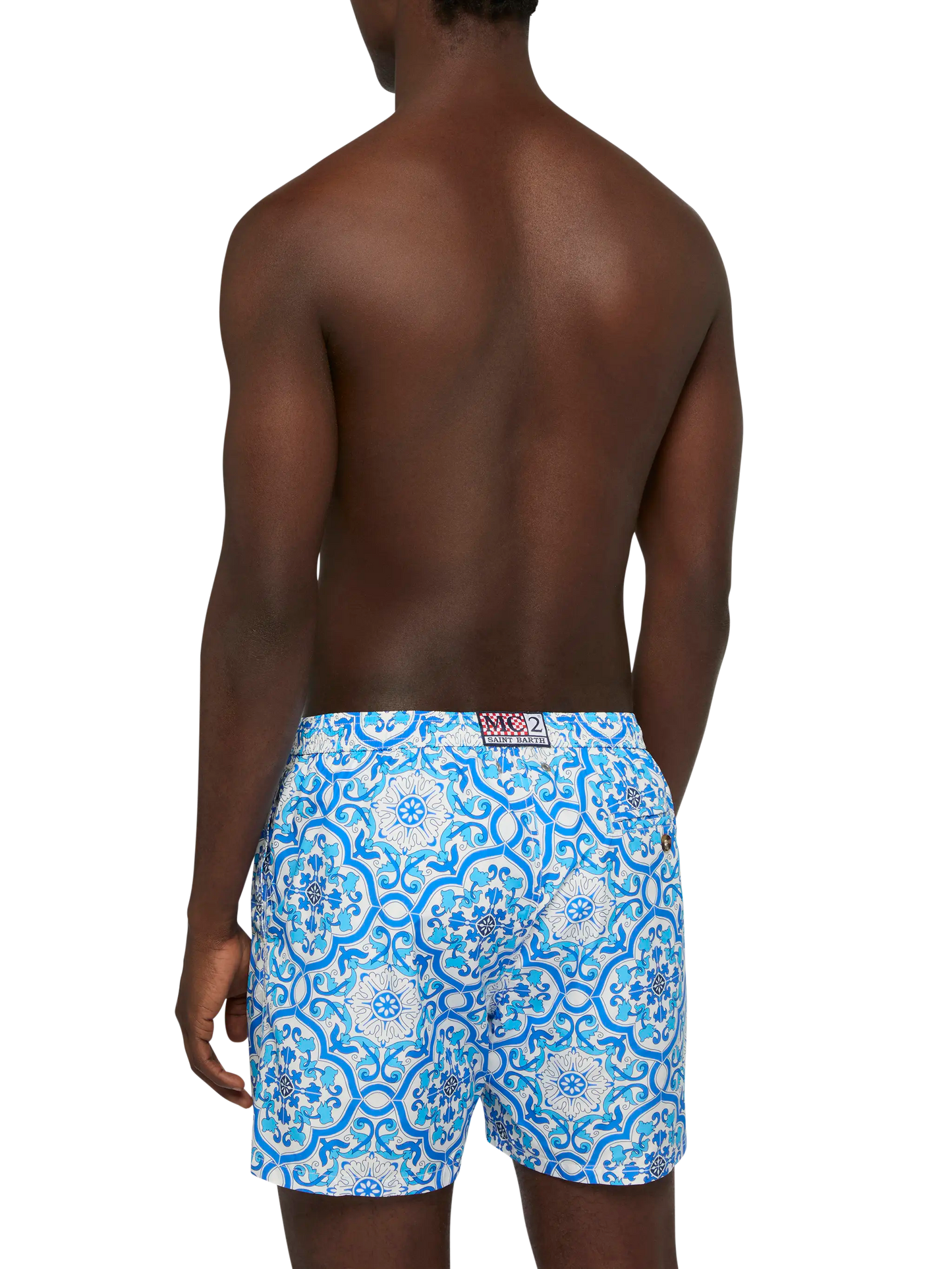 Lightweight fabric swim-shorts Lighting 70 with majolica print