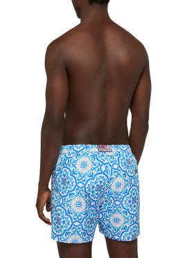 Lightweight fabric swim-shorts Lighting 70 with majolica print