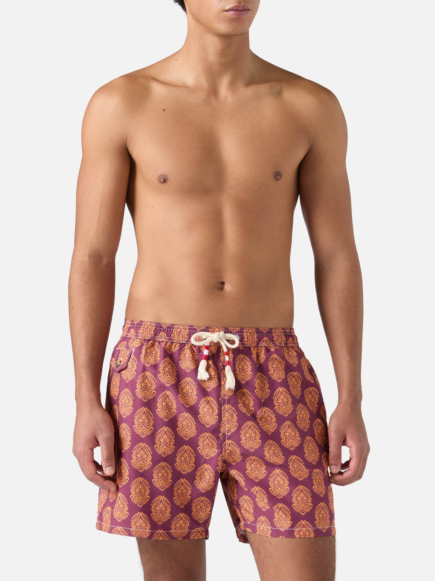 Lightweight fabric swim-shorts Lighting 70 with indian print